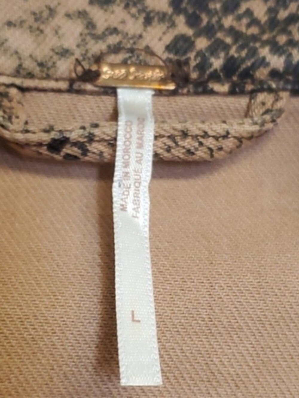 Free People Tucker Brown Snake-Print Denim Jacket Large - Picture 2 of 9
